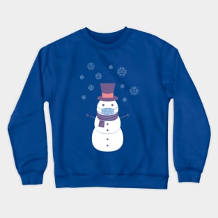 Snowman with a medical protective mask Crewneck Sweatshirt